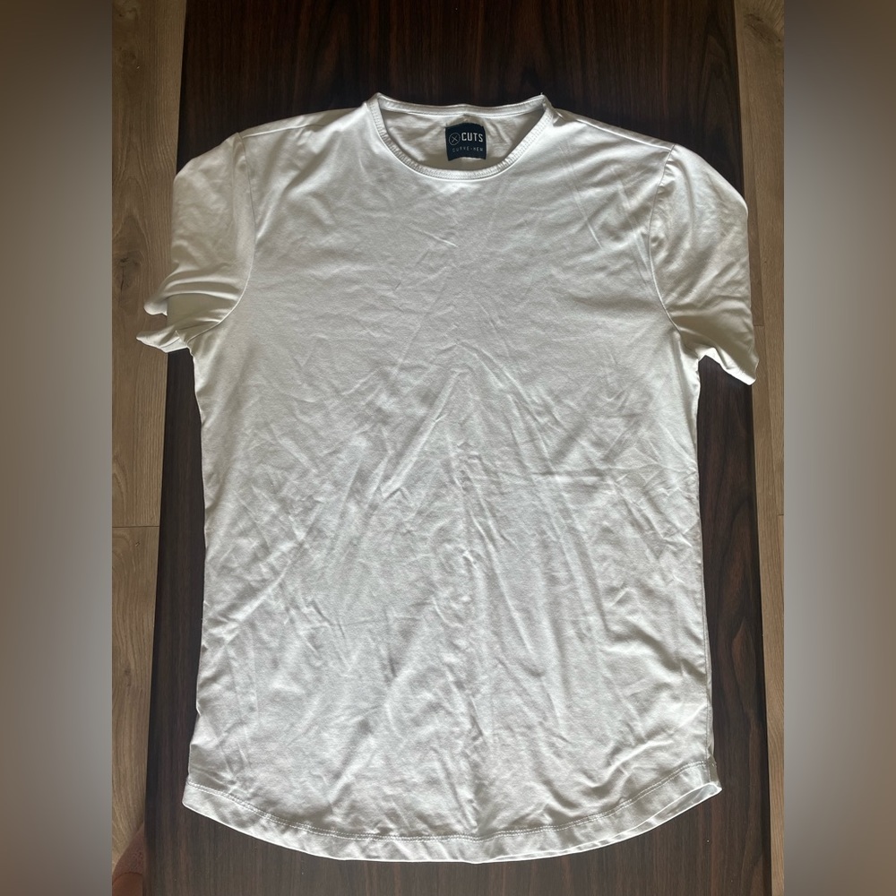 Cuts curve hem pyca cotton t shirt- light blue